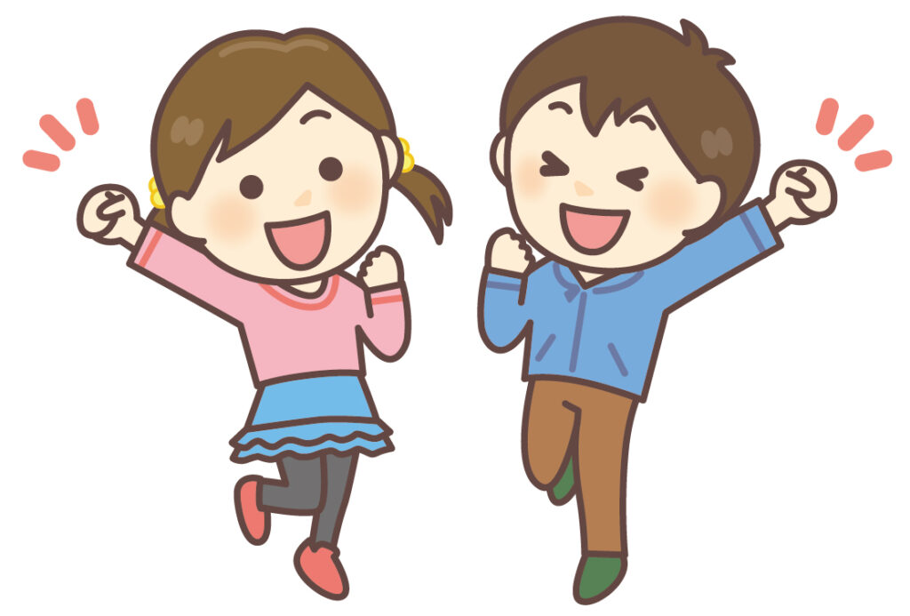 笑顔の小学生男女