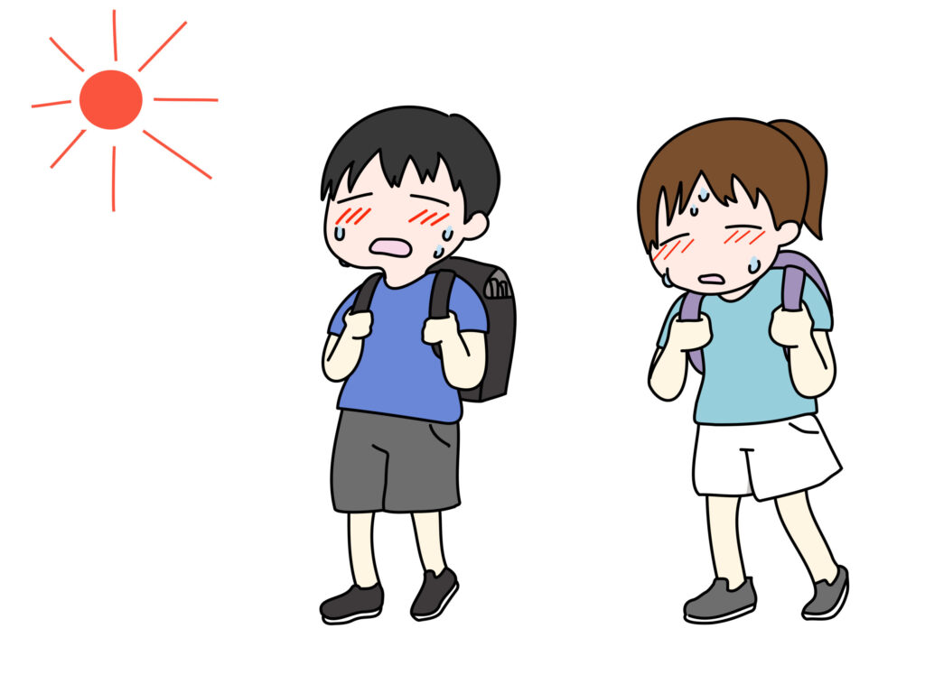 暑くてきつそうな小学生