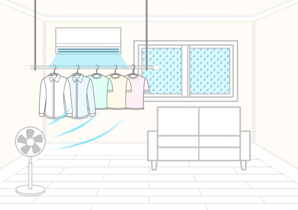 エアコンを使った部屋干し