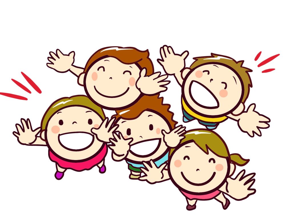 笑う小学生5人