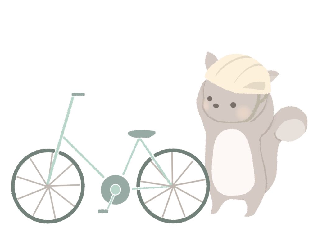 ヘルメットをかぶるリスト自転車